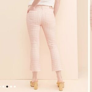 NWOT PAIGE Collette Cropped plaid raw hem fray jeans flared blush